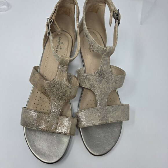 Clarks Comfort Collection Womens 10 Abigail Lily Leather Wedge SandalS Gladiator - Picture 7 of 8